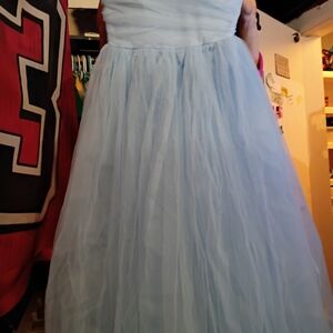 Princess Dress Light Blue Tulle Strapless Gown